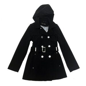 Calvin Klein Womens Double Breasted Hood Trench Coat Jacket M